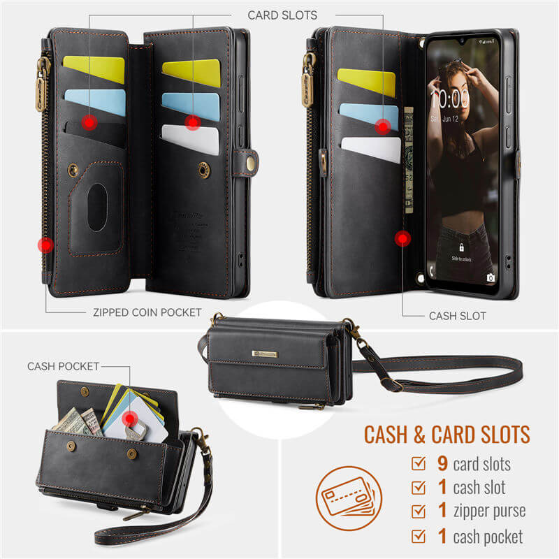 CaseMe Samsung Galaxy A52 RFID Wallet Case with Crossbody Strap - Image 5