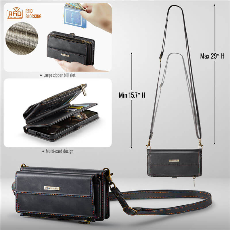 CaseMe Samsung Galaxy A55 RFID Wallet Case with Crossbody Strap - Image 4