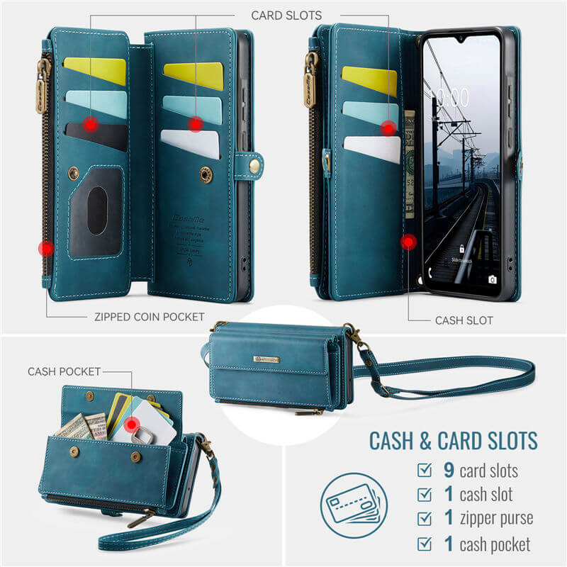 CaseMe Samsung Galaxy A55 RFID Wallet Case with Crossbody Strap - Image 5