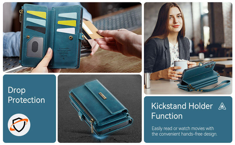 CaseMe Samsung Galaxy A55 RFID Wallet Case with Crossbody Strap