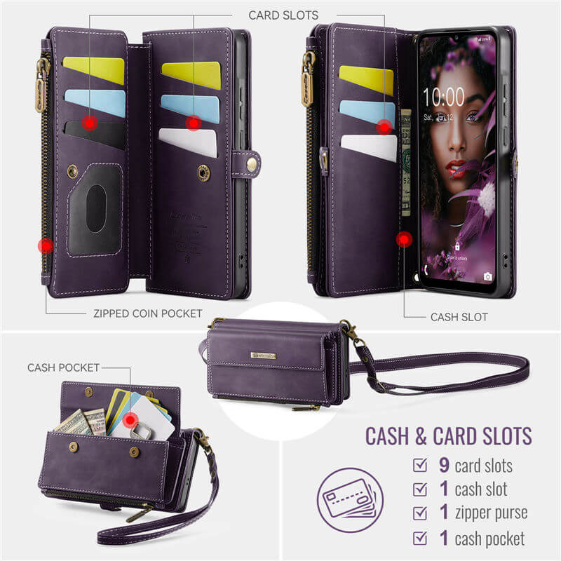 CaseMe Samsung Galaxy A56 5G RFID Wallet Case with Crossbody Strap - Image 5