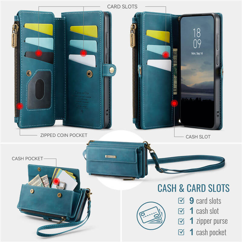 CaseMe Samsung Galaxy S25 Plus RFID Wallet Case – Crossbody & Wireless
