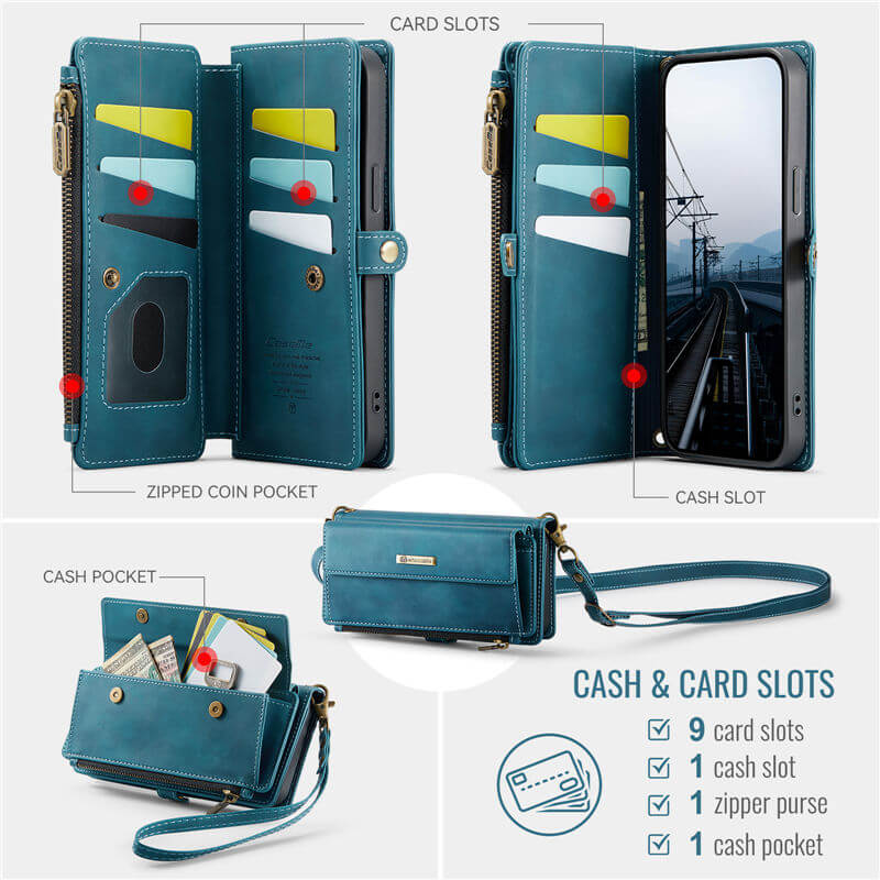 CaseMe iPhone 14 Plus RFID Wallet Case – Crossbody & Wireless