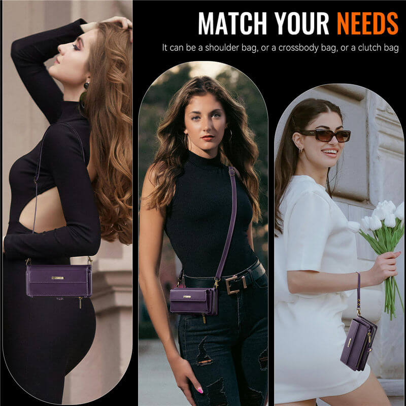 CaseMe iPhone 14 Plus RFID Wallet Case – Crossbody & Wireless