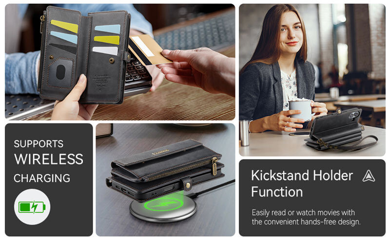 CaseMe iPhone 16 Plus RFID Wallet Case – Crossbody & Wireless