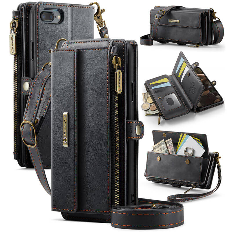 CaseMe iPhone 7 Plus/8 Plus RFID Wallet Case with Crossbody Strap