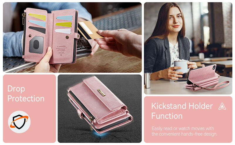 CaseMe iPhone 7 Plus/8 Plus RFID Wallet Case with Crossbody Strap