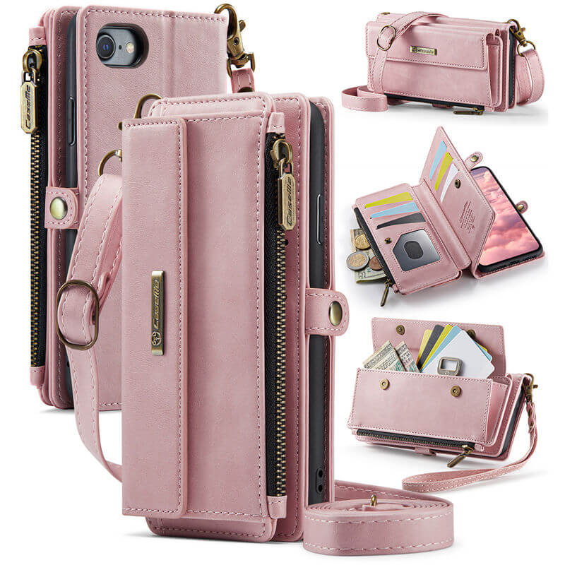 CaseMe iPhone 7/8/SE 2020/SE 2022 RFID Wallet Case with Crossbody Strap