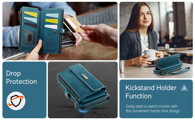 CaseMe iPhone 7/8/SE 2020/SE 2022 RFID Wallet Case with Crossbody Strap