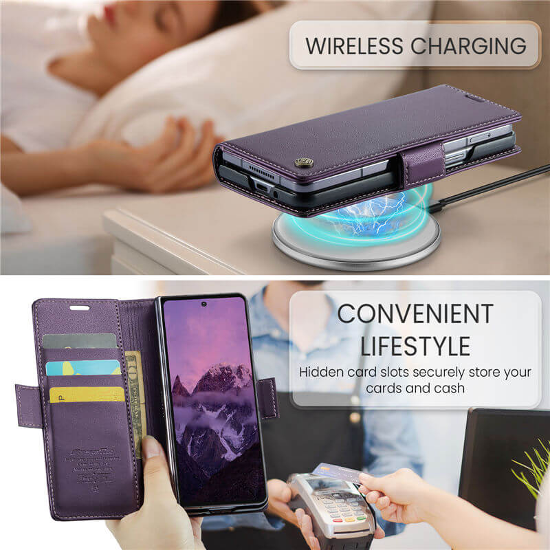 CaseMe Samsung Galaxy Z Fold7 Wallet RFID Blocking Magnetic Buckle Case - Image 4