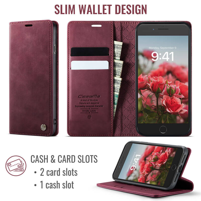 CaseMe iPhone 7/8/SE 2020/SE 2022 Wallet Case – Magnetic & RFID Blocking - Image 3