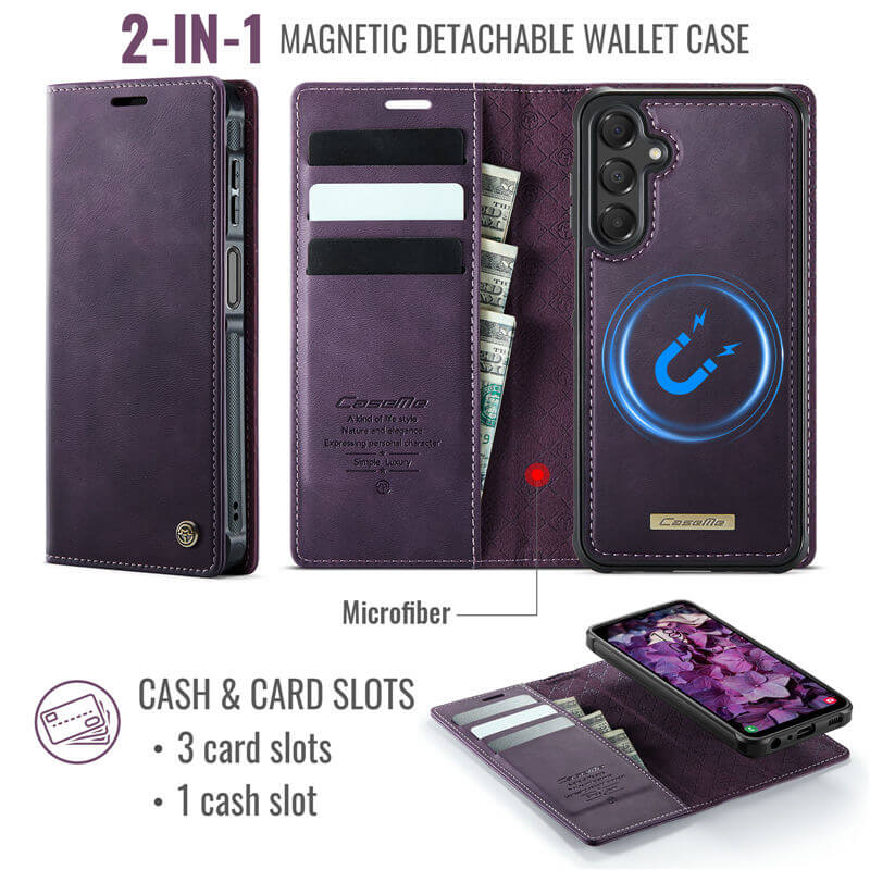 CaseMe Samsung Galaxy A14 2-in-1 Magnetic Wallet Case with RFID Blocking - Image 3