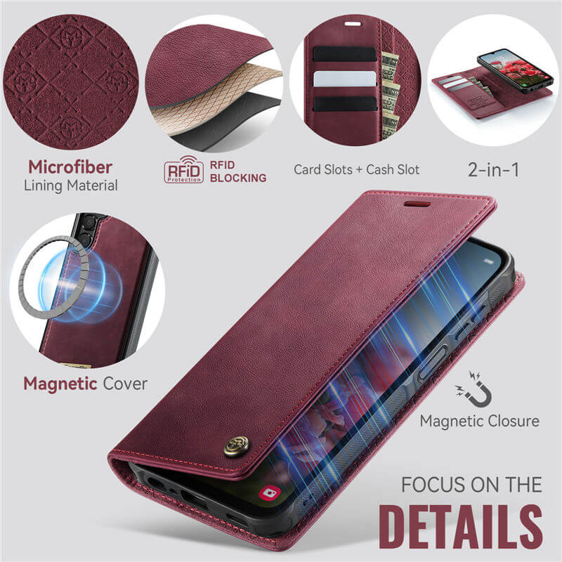 CaseMe Samsung Galaxy A15 2-in-1 Magnetic Wallet Case with RFID Blocking - Image 7