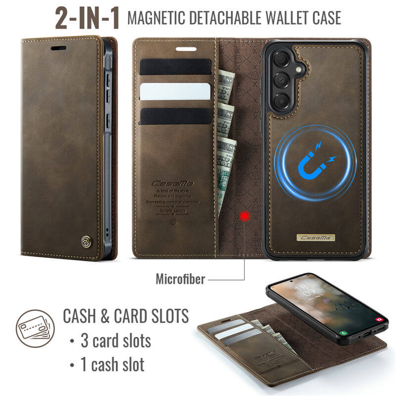 CaseMe Samsung Galaxy A55 2-in-1 Magnetic Wallet Case with RFID Blocking - Image 3