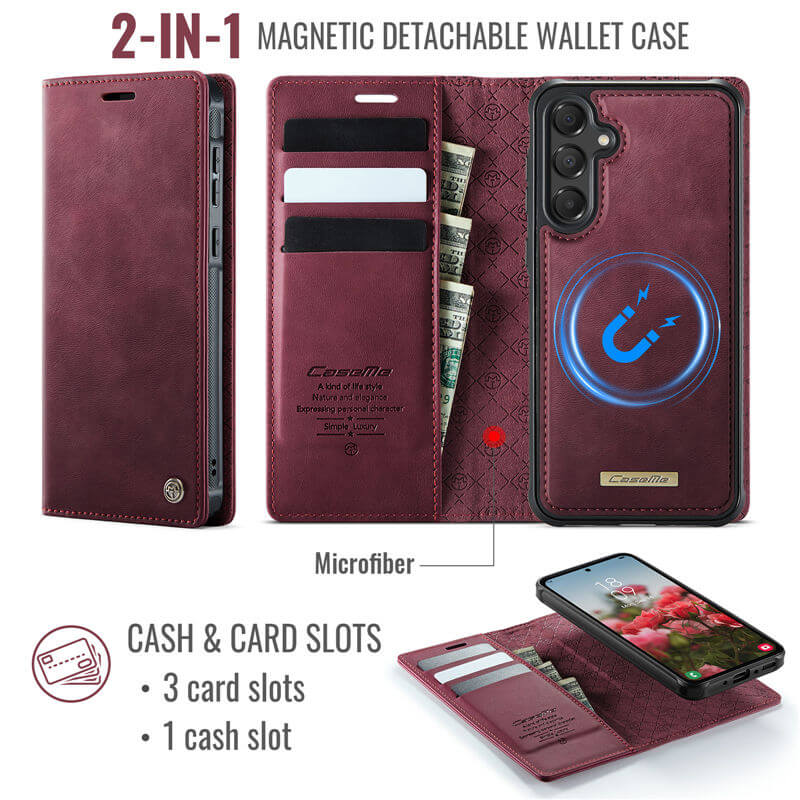 CaseMe Samsung Galaxy A35 2-in-1 Magnetic Wallet Case with RFID Blocking - Image 3