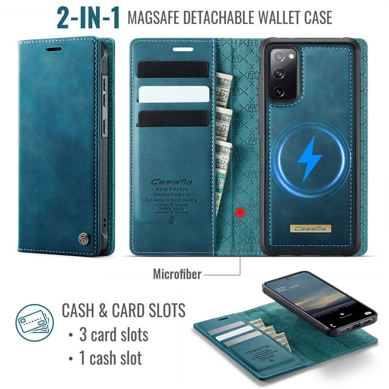 CaseMe Samsung Galaxy S20 FE 2-in-1 Magnetic Wallet Case – Wireless Charging & RFID Blocking - Image 3