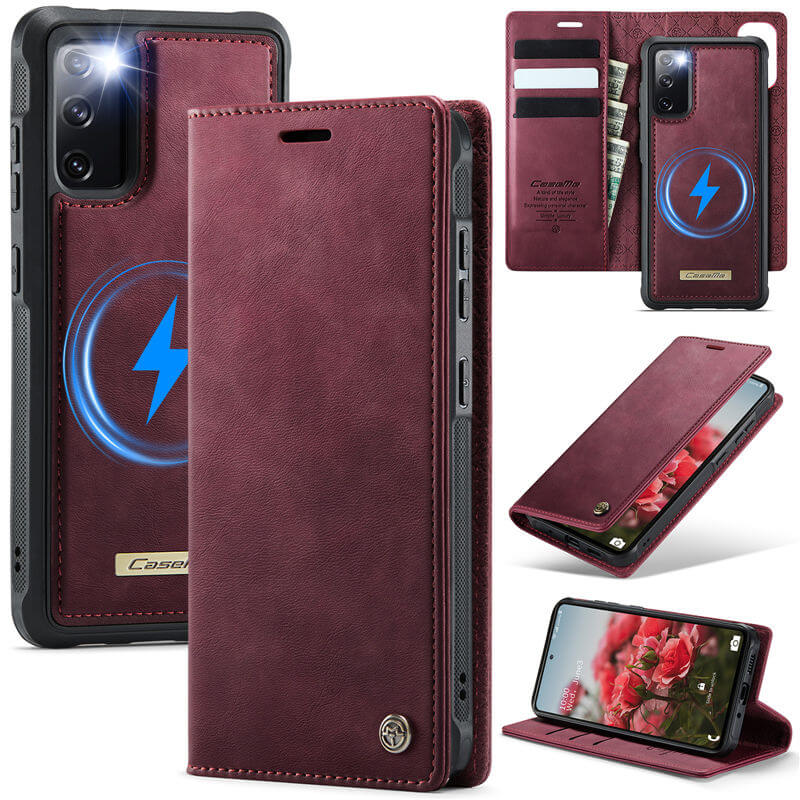 CaseMe Samsung Galaxy S20 FE 2-in-1 Magnetic Wallet Case – Wireless Charging & RFID Blocking