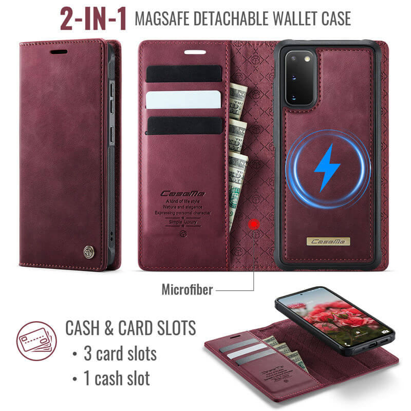 CaseMe Samsung Galaxy S20 2-in-1 Magnetic Wallet Case – Wireless Charging & RFID Blocking - Image 3