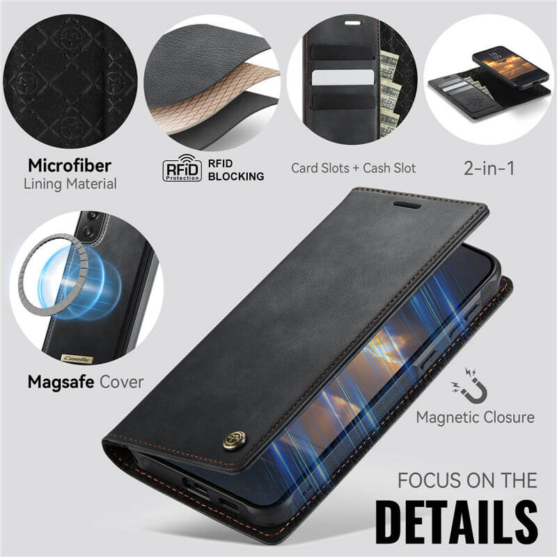 CaseMe Samsung Galaxy S21 FE 2-in-1 Magnetic Wallet Case – Wireless Charging & RFID Blocking - Image 8