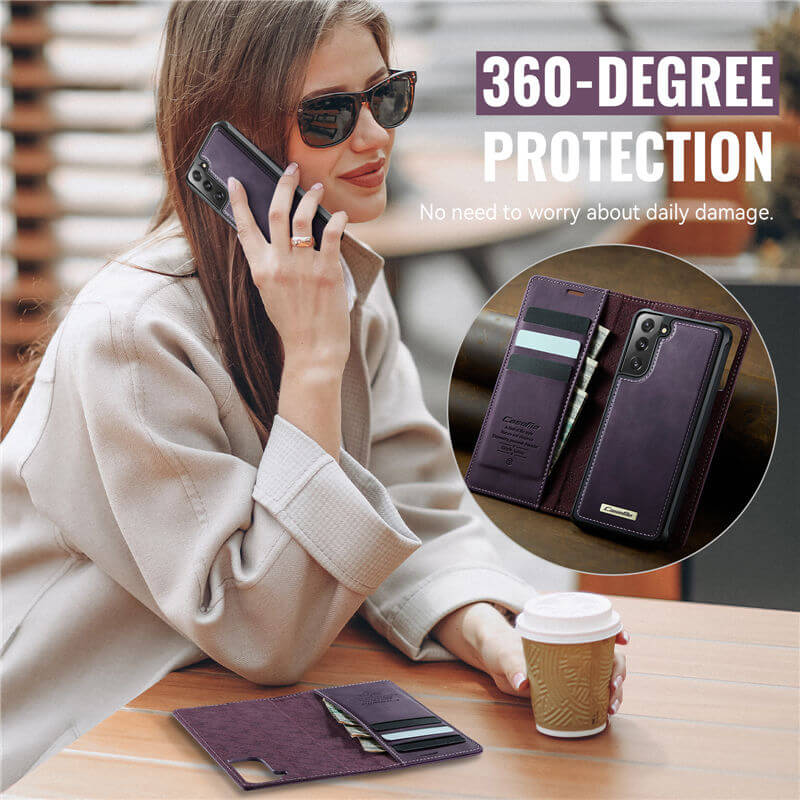 CaseMe Samsung Galaxy S21 FE 2-in-1 Magnetic Wallet Case – Wireless Charging & RFID Blocking - Image 11