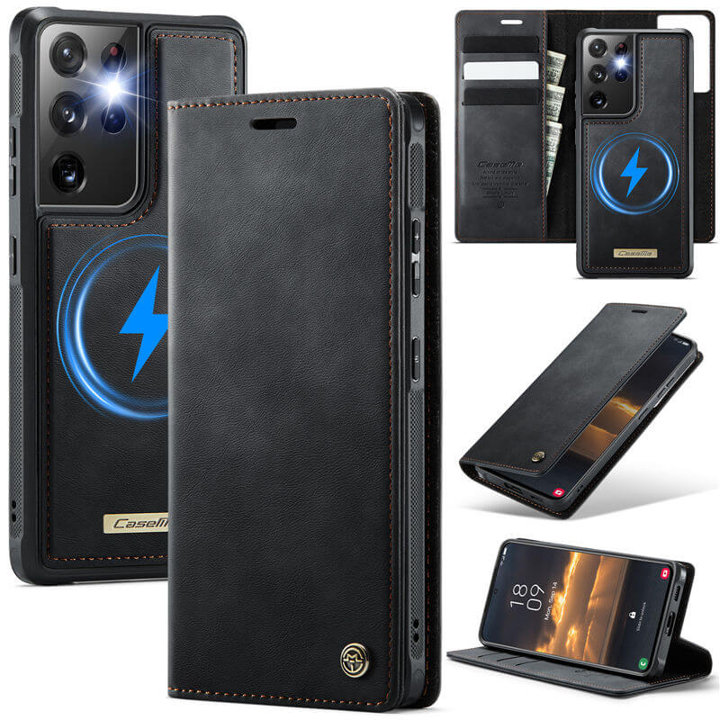 CaseMe Samsung Galaxy S21 Ultra 2-in-1 Magnetic Wallet Case – Wireless Charging & RFID Blocking