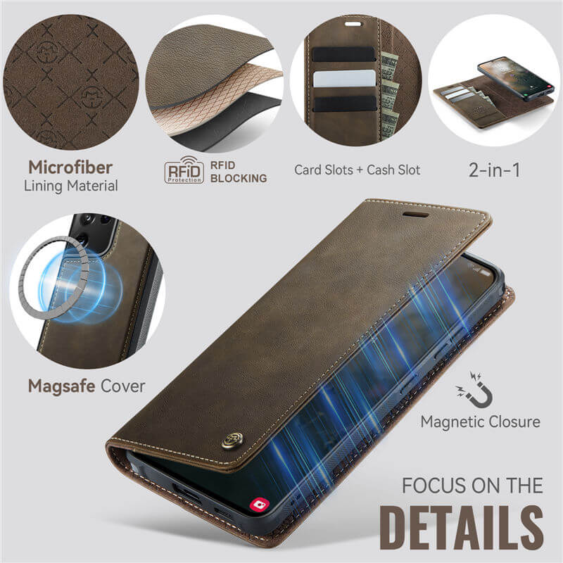 CaseMe Samsung Galaxy S21 Ultra 2-in-1 Magnetic Wallet Case – Wireless Charging & RFID Blocking - Image 8