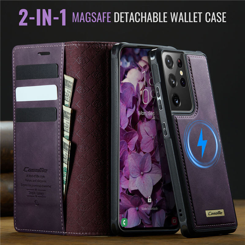 CaseMe Samsung Galaxy S21 Ultra 2-in-1 Magnetic Wallet Case – Wireless Charging & RFID Blocking - Image 9