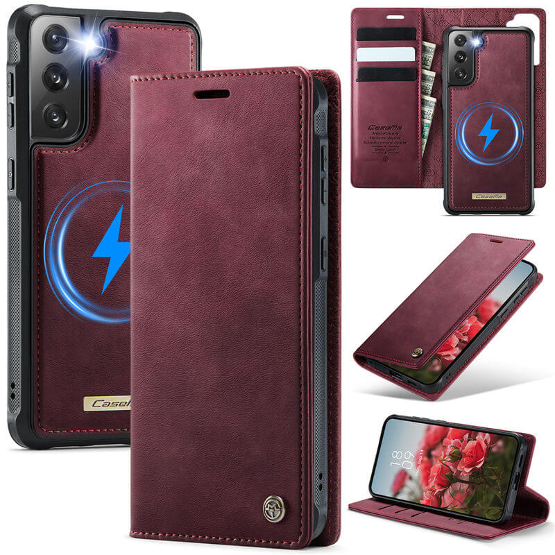 CaseMe Samsung Galaxy S21 2-in-1 Magnetic Wallet Case – Wireless Charging & RFID Blocking