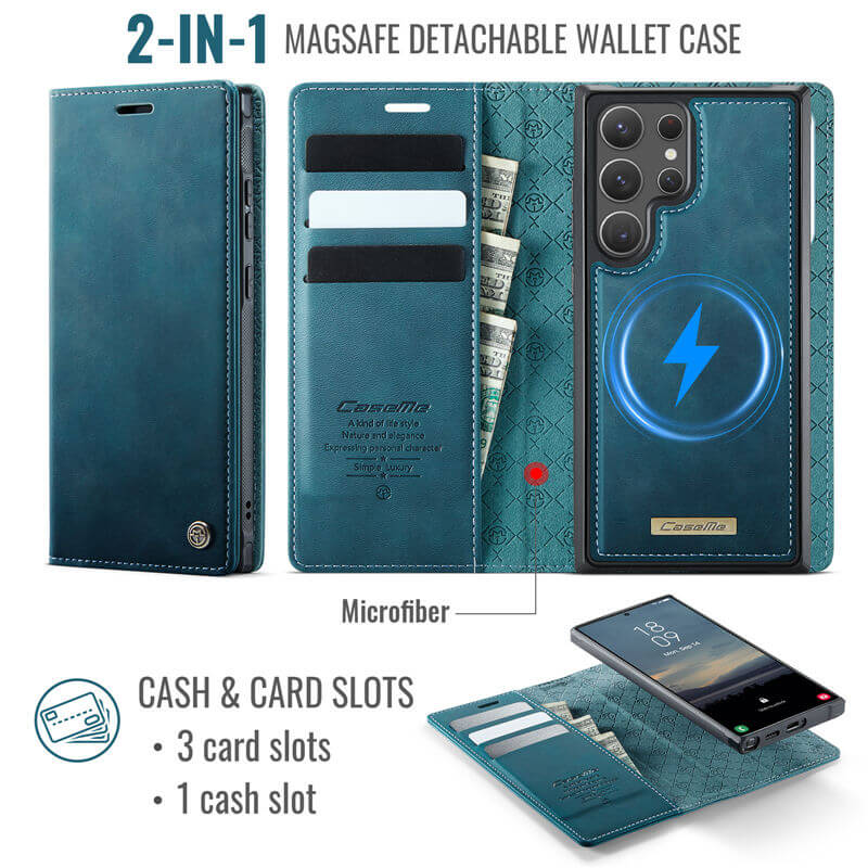 CaseMe Samsung Galaxy S22 Ultra 2-in-1 Magnetic Wallet Case – Wireless Charging & RFID Blocking - Image 3