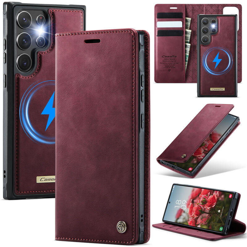 CaseMe Samsung Galaxy S22 Ultra 2-in-1 Magnetic Wallet Case – Wireless Charging & RFID Blocking