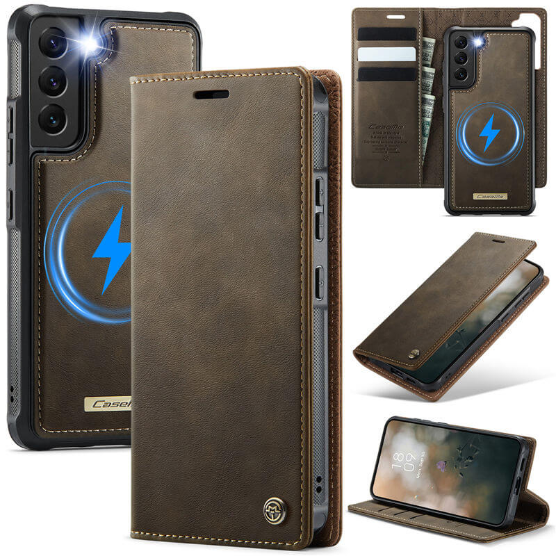 CaseMe Samsung Galaxy S22 2-in-1 Magnetic Wallet Case – Wireless Charging & RFID Blocking