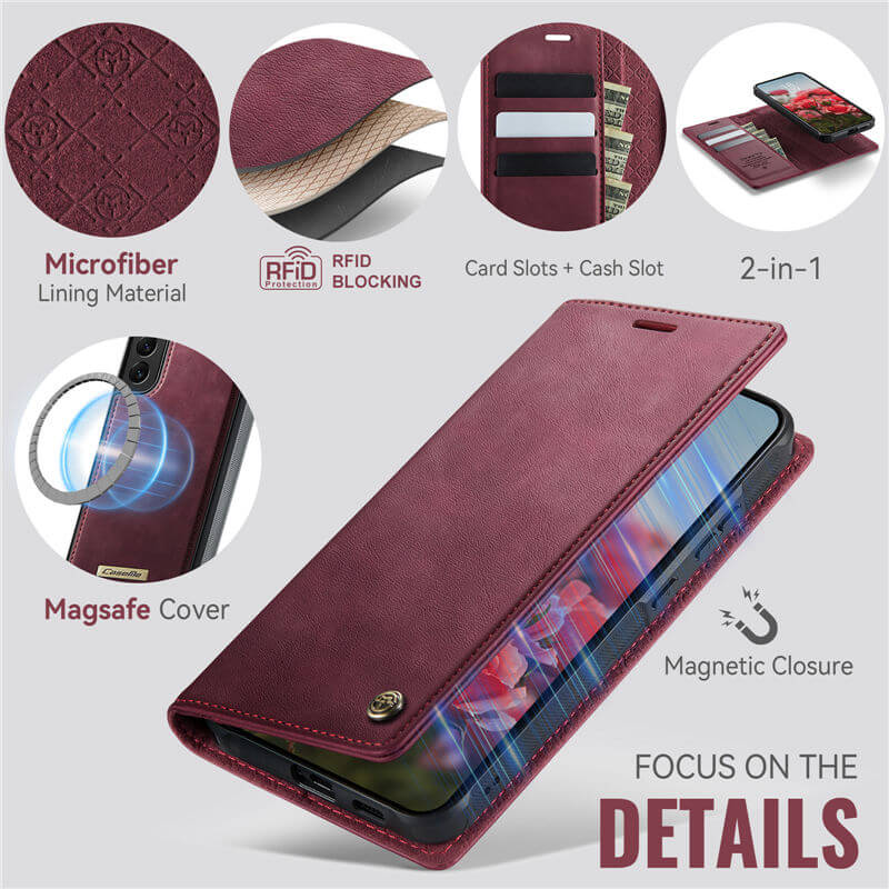 CaseMe Samsung Galaxy S22 2-in-1 Magnetic Wallet Case – Wireless Charging & RFID Blocking - Image 8