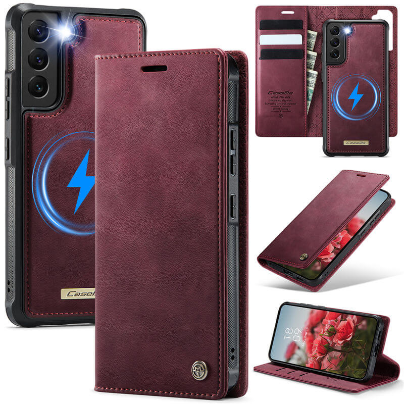 CaseMe Samsung Galaxy S22 Plus 2-in-1 Magnetic Wallet Case – Wireless Charging & RFID Blocking