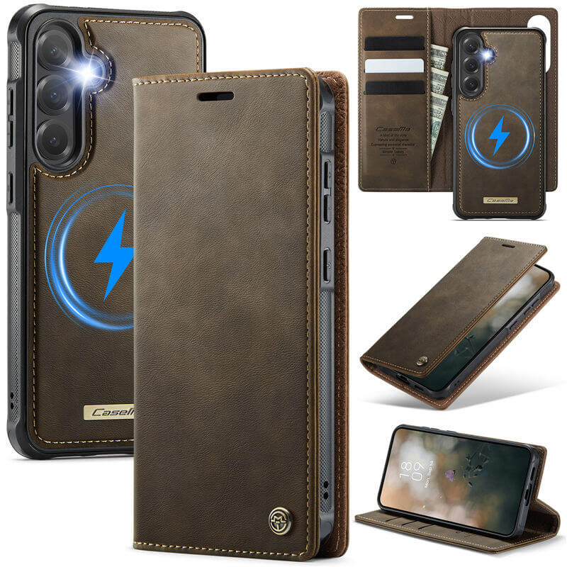 CaseMe Samsung Galaxy S23 FE 2-in-1 Magnetic Wallet Case – Wireless Charging & RFID Blocking