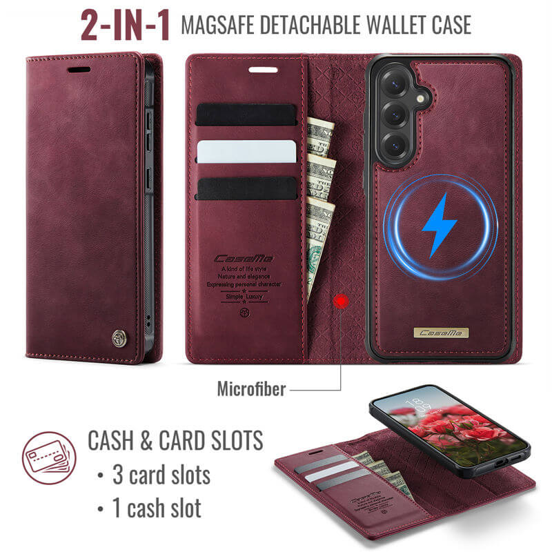 CaseMe Samsung Galaxy S23 FE 2-in-1 Magnetic Wallet Case – Wireless Charging & RFID Blocking - Image 3