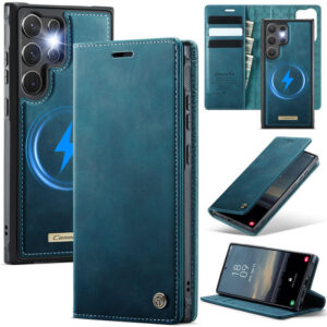 CaseMe Samsung Galaxy S23 Ultra 2-in-1 Magnetic Wallet Case – Wireless Charging & RFID Blocking