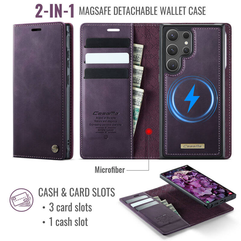 CaseMe Samsung Galaxy S23 Ultra 2-in-1 Magnetic Wallet Case – Wireless Charging & RFID Blocking - Image 3