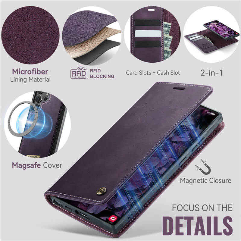 CaseMe Samsung Galaxy S23 Ultra 2-in-1 Magnetic Wallet Case – Wireless Charging & RFID Blocking - Image 8