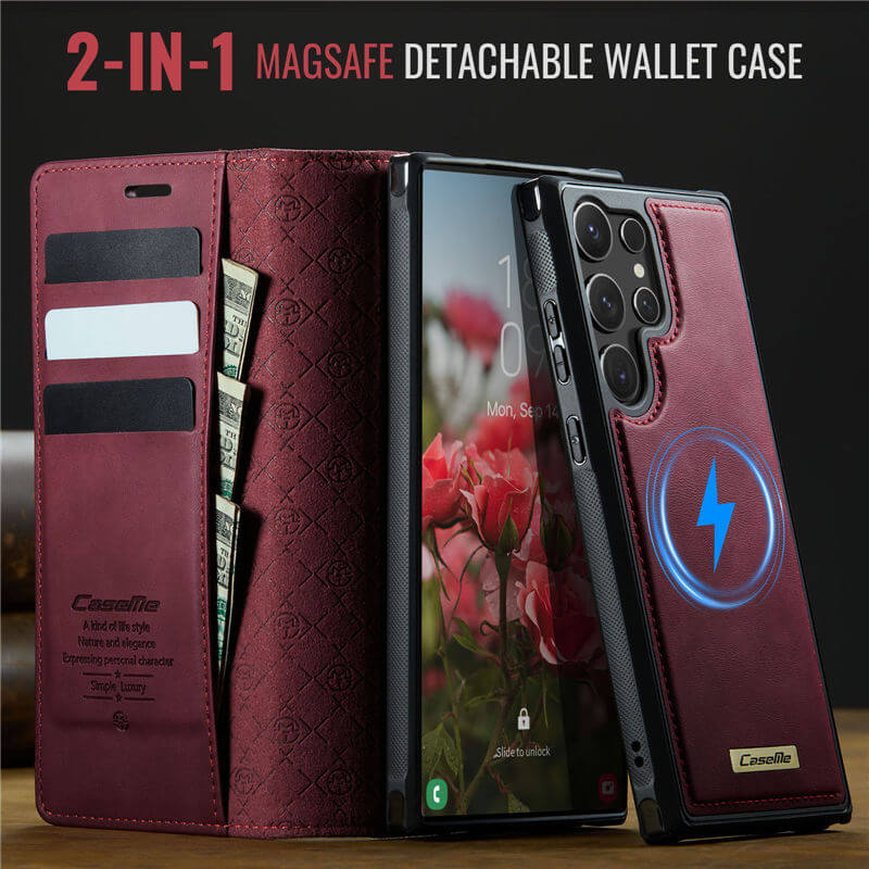 CaseMe Samsung Galaxy S23 Ultra 2-in-1 Magnetic Wallet Case – Wireless Charging & RFID Blocking - Image 9