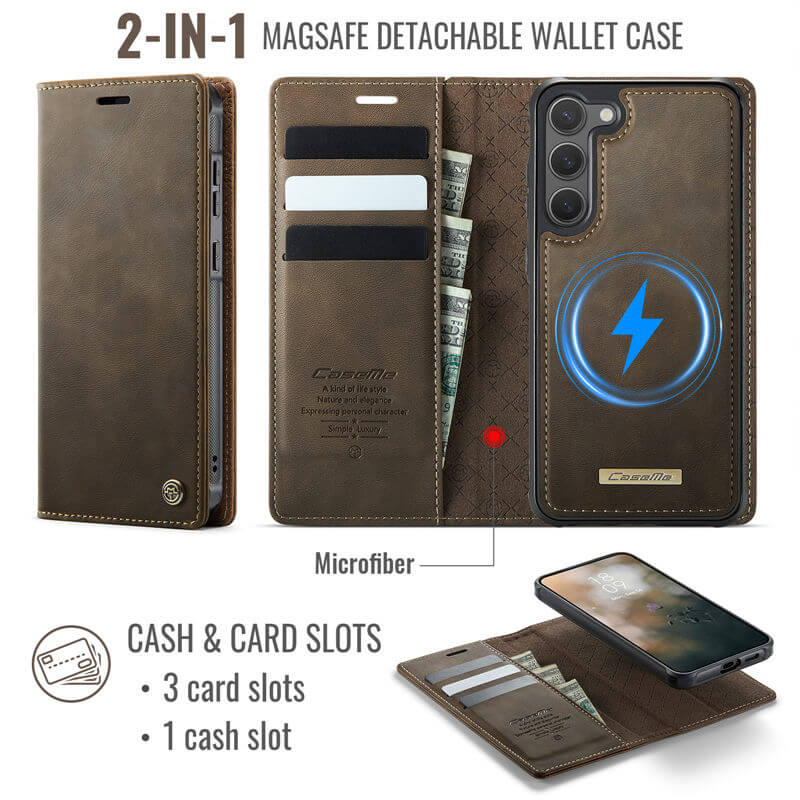 CaseMe Samsung Galaxy S23 2-in-1 Magnetic Wallet Case – Wireless Charging & RFID Blocking - Image 3