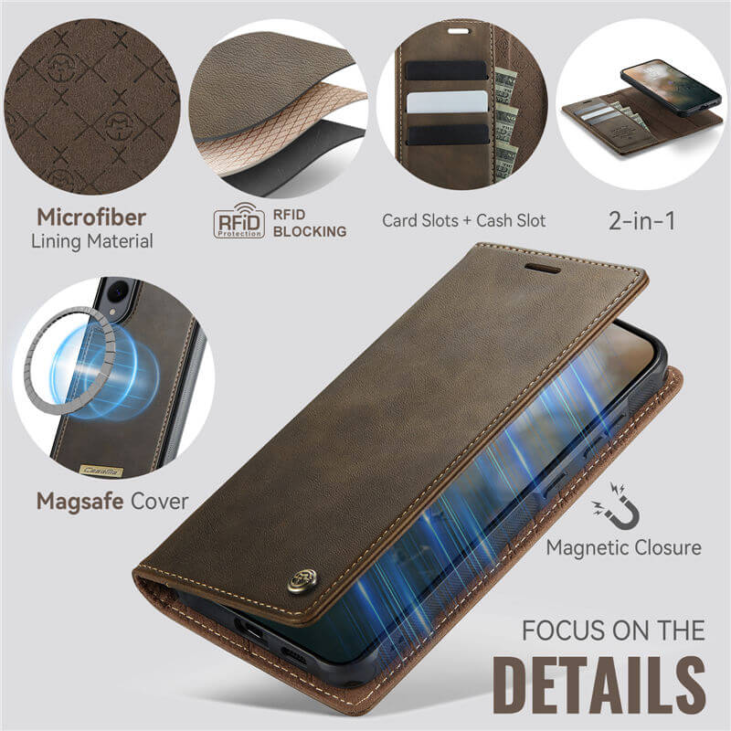 CaseMe Samsung Galaxy S25 Edge 2-in-1 Magnetic Wallet Case – Wireless Charging & RFID Blocking - Image 8
