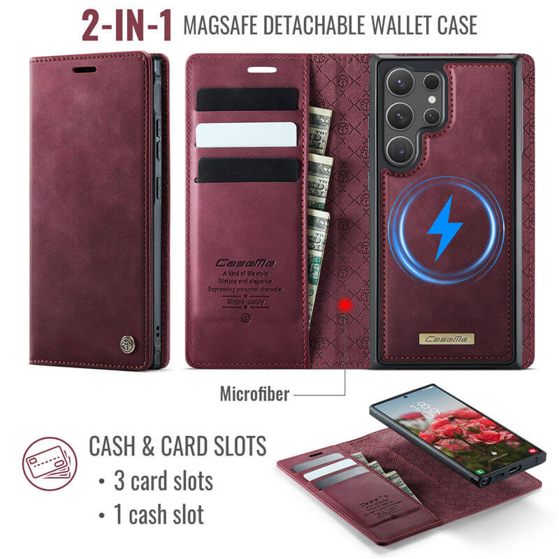 CaseMe Samsung Galaxy S24 Ultra 2-in-1 Magnetic Wallet Case – Wireless Charging & RFID Blocking - Image 3
