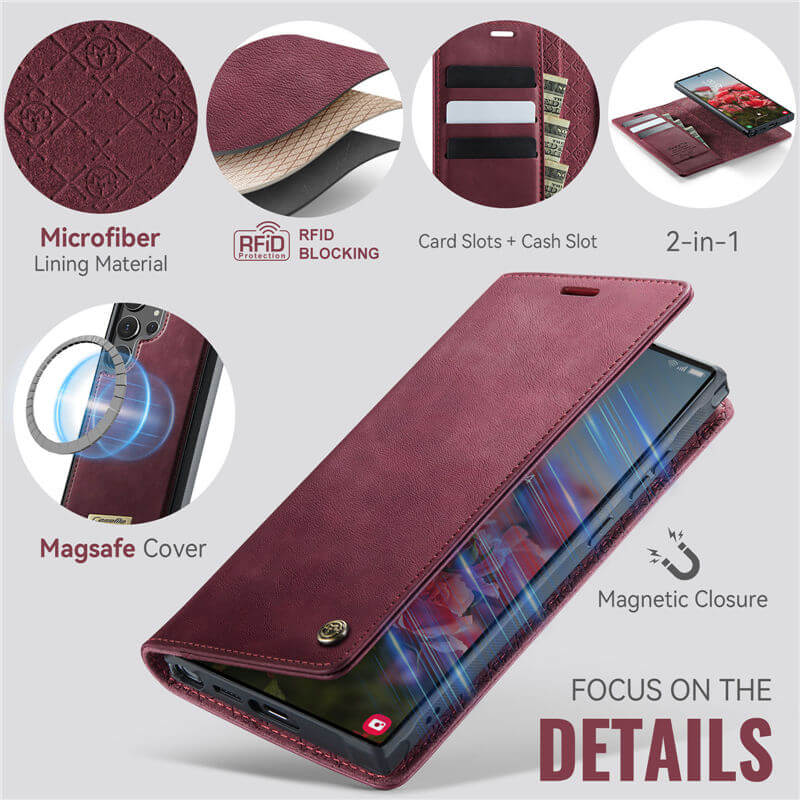 CaseMe Samsung Galaxy S24 Ultra 2-in-1 Magnetic Wallet Case – Wireless Charging & RFID Blocking - Image 8