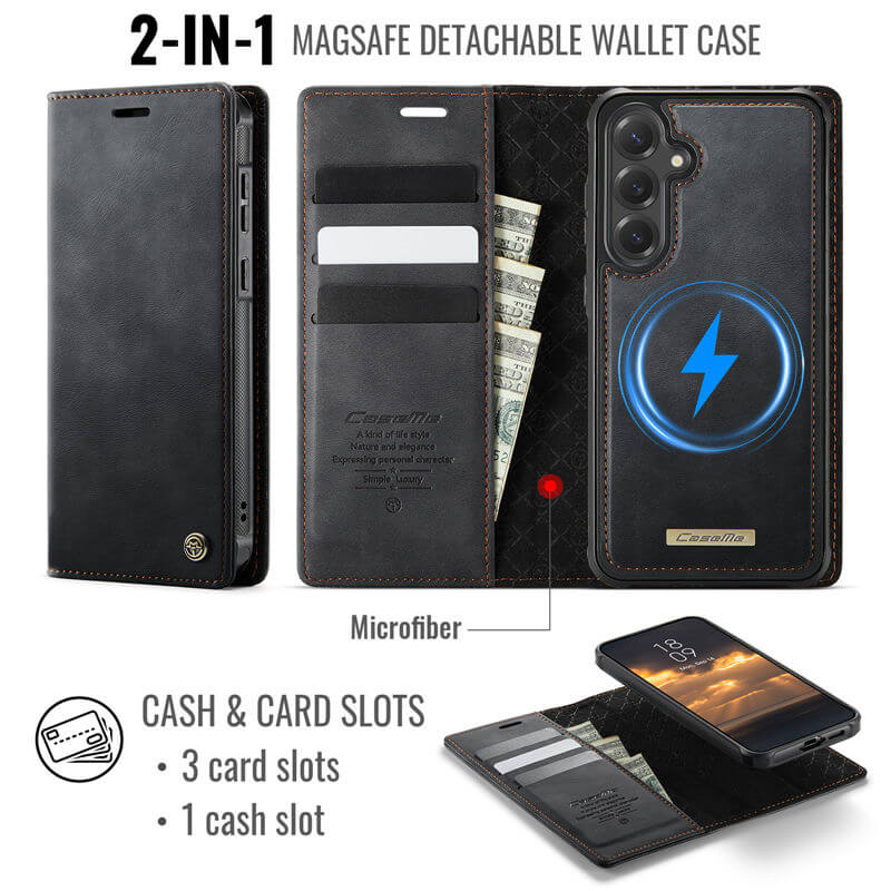CaseMe Samsung Galaxy S25 2-in-1 Magnetic Wallet Case