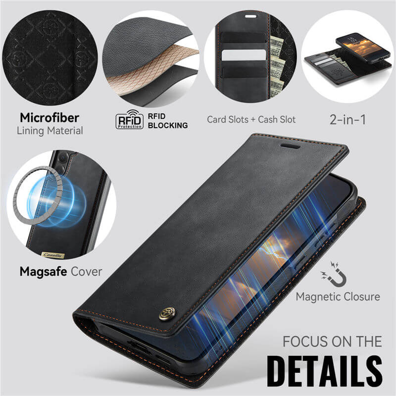 CaseMe Samsung Galaxy S25 2-in-1 Magnetic Wallet Case – Wireless Charging & RFID Blocking - Image 8