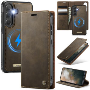CaseMe Samsung Galaxy S24 FE 2-in-1 Magnetic Wallet Case – Wireless Charging & RFID Blocking