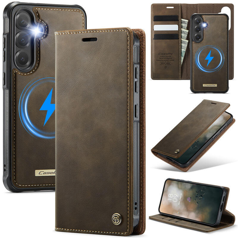CaseMe Samsung Galaxy S24 2-in-1 Magnetic Wallet Case – Wireless Charging & RFID Blocking