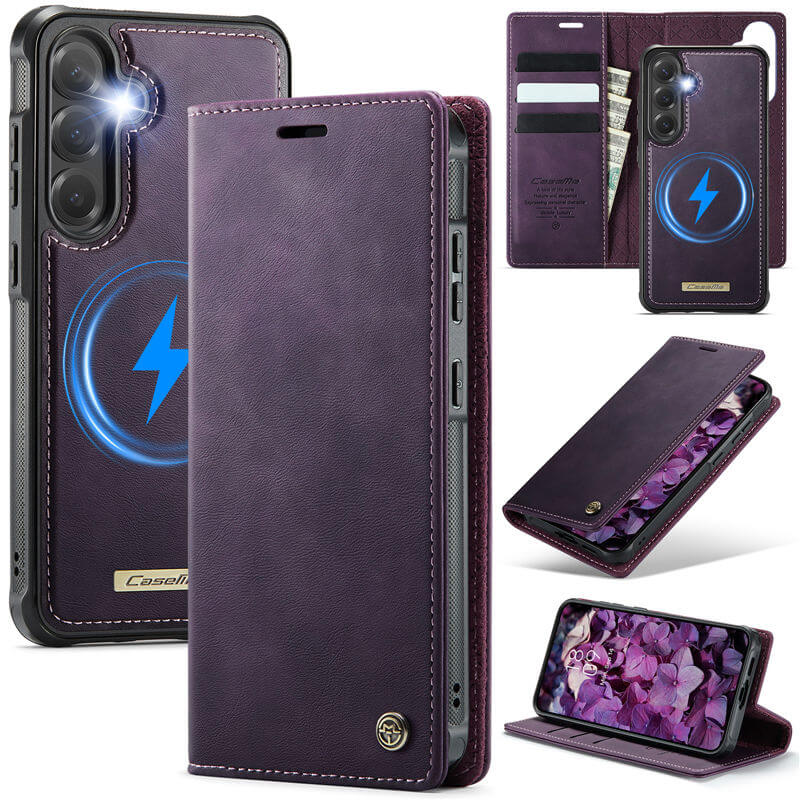 CaseMe Samsung Galaxy S25 2-in-1 Magnetic Wallet Case – Wireless Charging & RFID Blocking