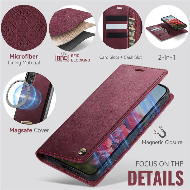 CaseMe Samsung Galaxy S24 2-in-1 Magnetic Wallet Case – Wireless Charging & RFID Blocking - Image 8