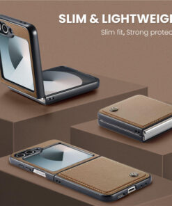 Alternative view of CaseMe Samsung Galaxy Z Flip7 FE Litchi Skin PU Leather Case